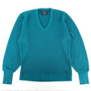 80s Jantzen teal V neck sweater 1980s vintage
